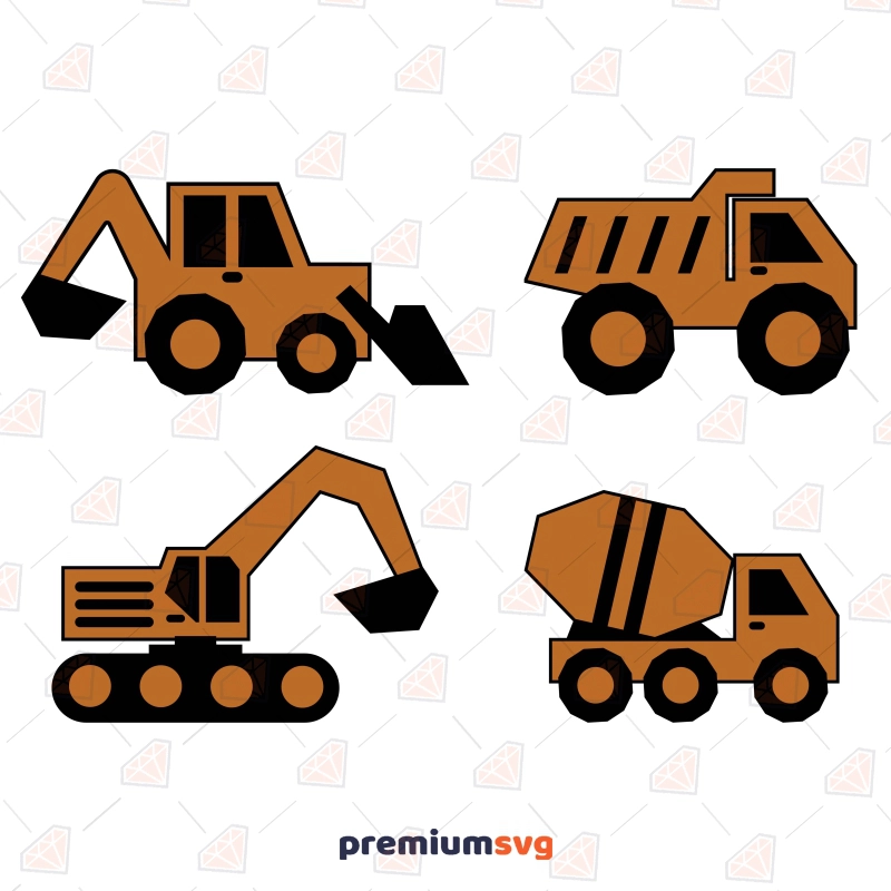 Brown Construction Trucks Bundle SVG Vector Illustration Svg