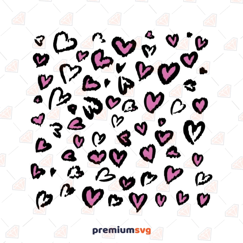 Brush Heart Pattern SVG, Cheetah Print SVG Background Patterns Svg