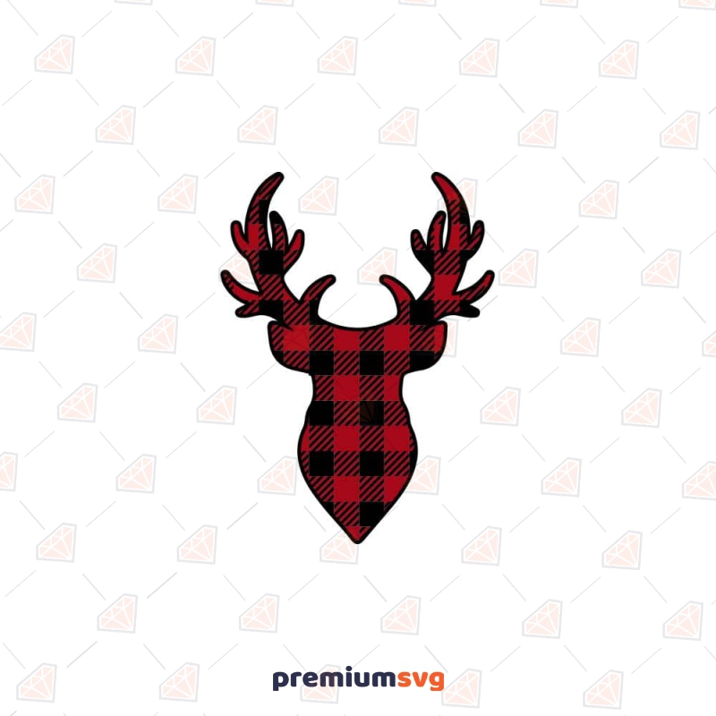 Buffalo Plaid Deer SVG, Christmas Deer Head SVG Christmas SVG Svg