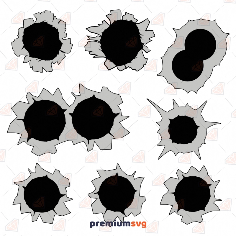 Bullet Hole Bundle SVG, Bullet Holes Bundle SVG Vector Bundle SVG Svg