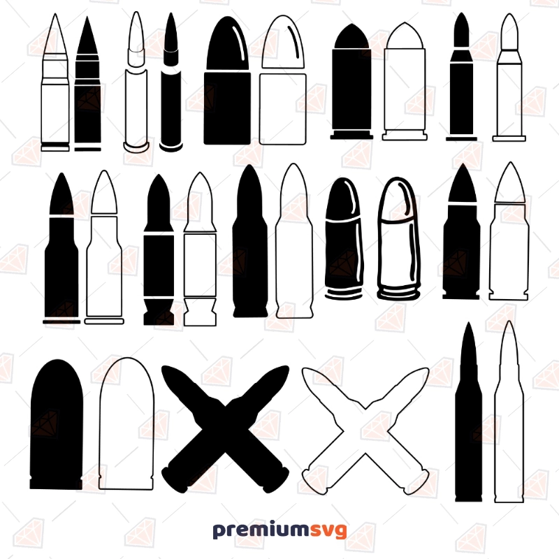 Bullet SVG Bundle, Weapon Cut Files Vector Illustration Svg