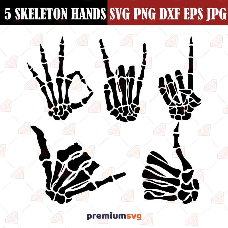 Skeleton Hands SVG Bundle, Vector Cut Files Halloween SVG Svg