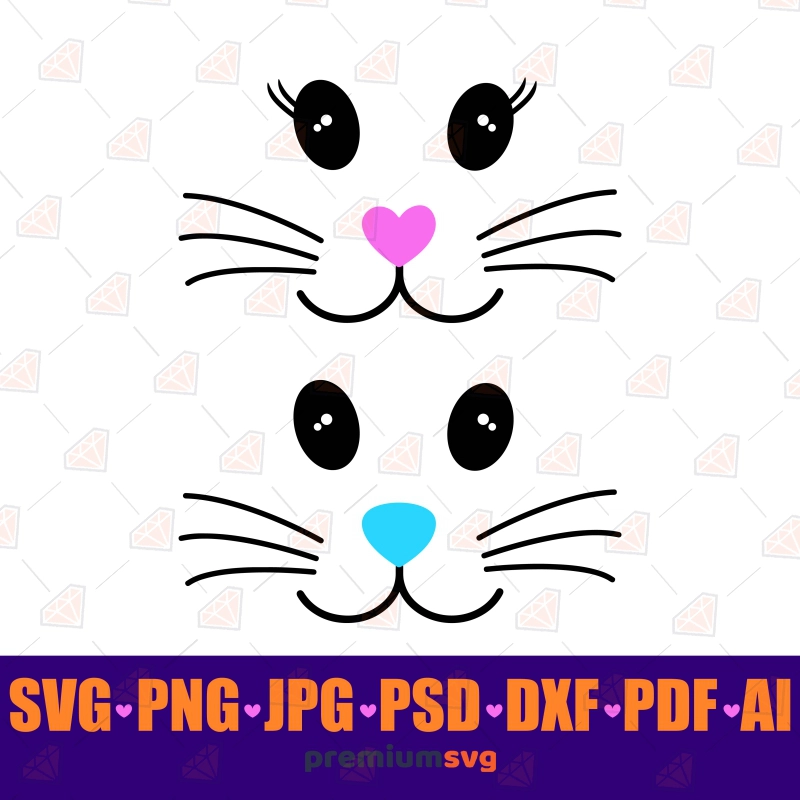 Cute Bunny Face SVG, Boy & Girl Bunny Faces SVG Easter Day SVG Svg