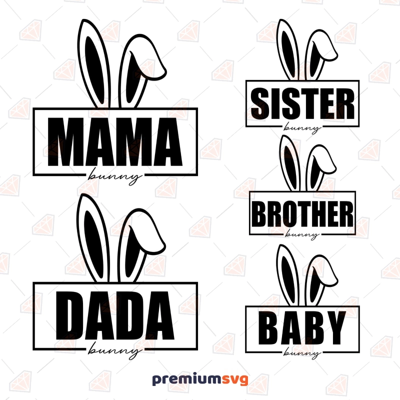 Bunny Family SVG Cut File, Easter Day SVG File Easter Day SVG Svg