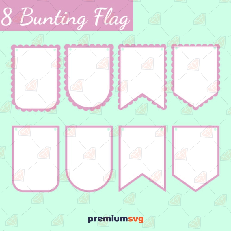 Bunting Flag SVG, Scallop Banner Template Instant Download Bundle SVG Svg