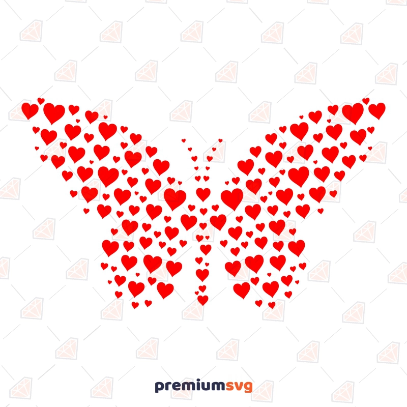 Butterfly Made with Hearts SVG, Butterfly SVG Bird SVG Svg