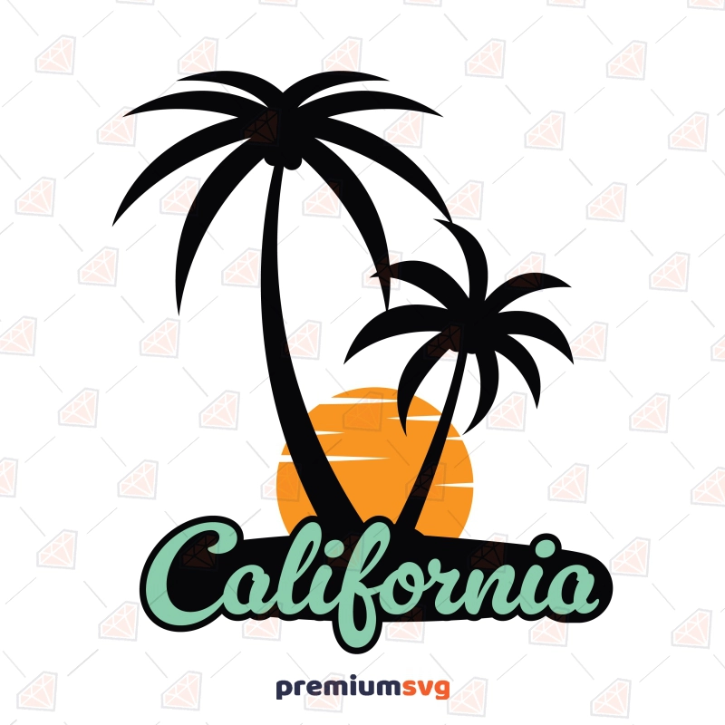 California Sunset Palm Tree SVG, Instant Download USA SVG Svg