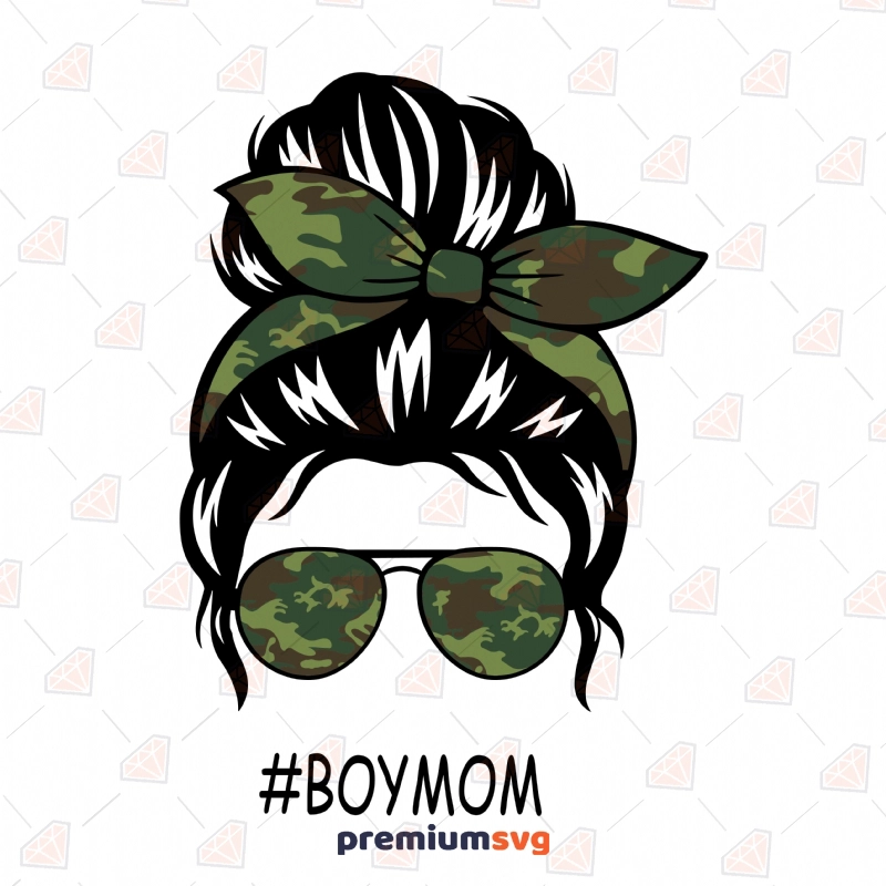 Camo Messy Bun SVG Cut File, Camo Mom Skull SVG Messy Bun SVG Svg