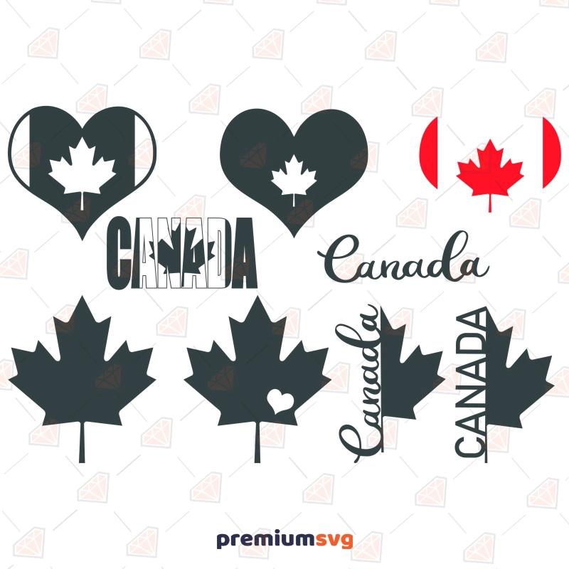 Heart Canada Flags and Maple Leaf SVG Bundle Flag SVG Svg