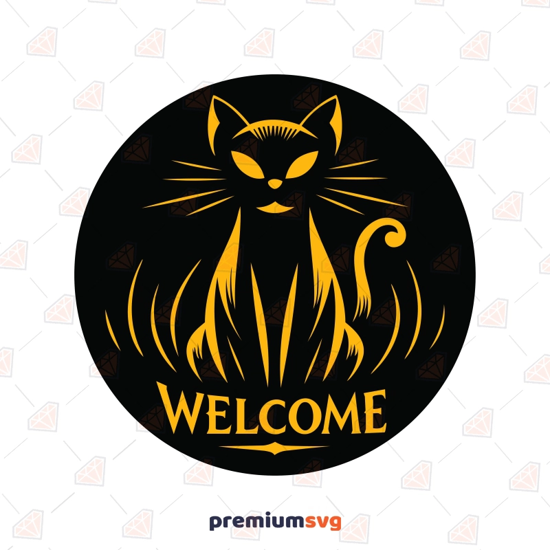 Cat Door Hanger SVG, Welcome Sign SVG for Halloween Crafts Halloween SVG Svg