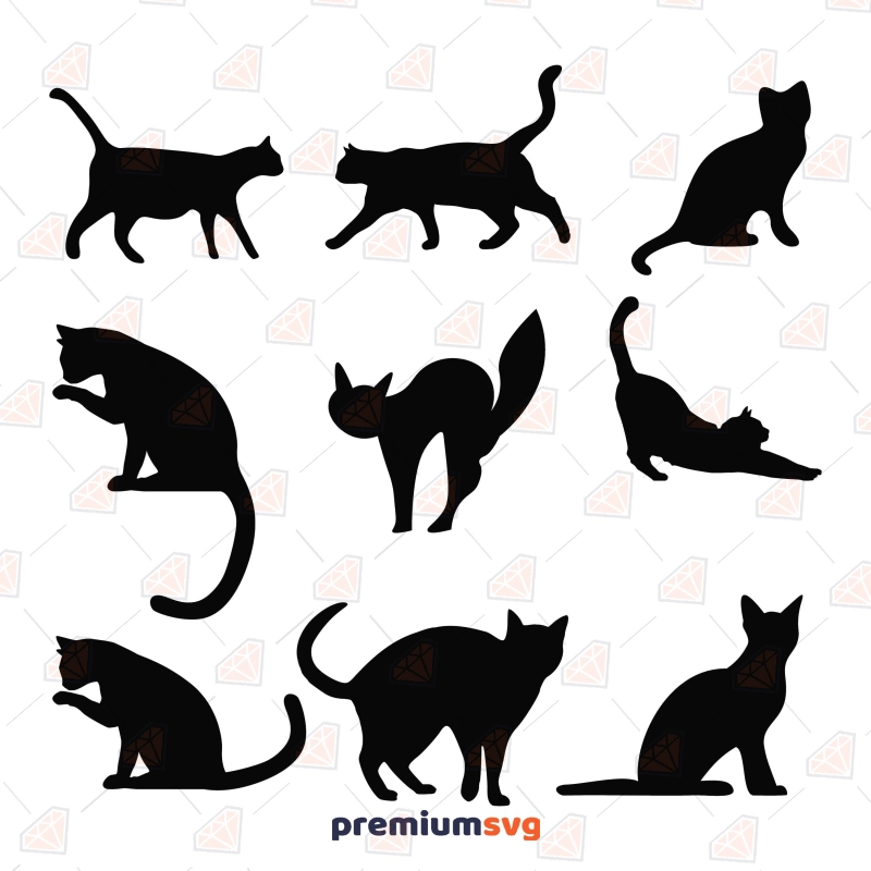 Cat Silhouette SVG Bundle, 9 Cat Designs Cat SVG Svg