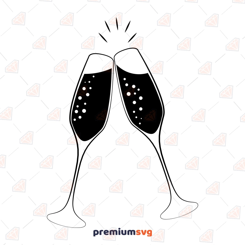 Champagne Glass Clinking SVG Cut File, Champagne Clink SVG Instant Download Vector Illustration Svg