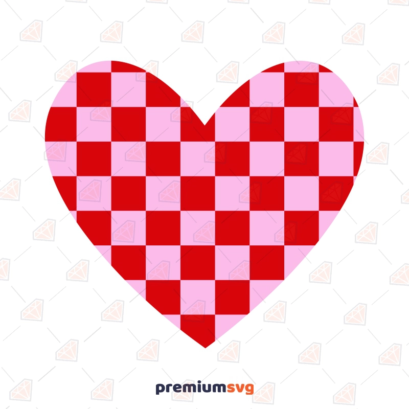 Checker Heart Valentine's Day SVG, Instant Download Valentine's Day SVG Svg