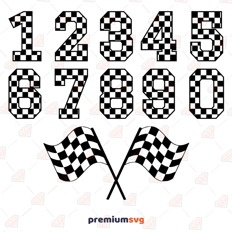 Checkered Numbers SVG, Instant Download  Svg