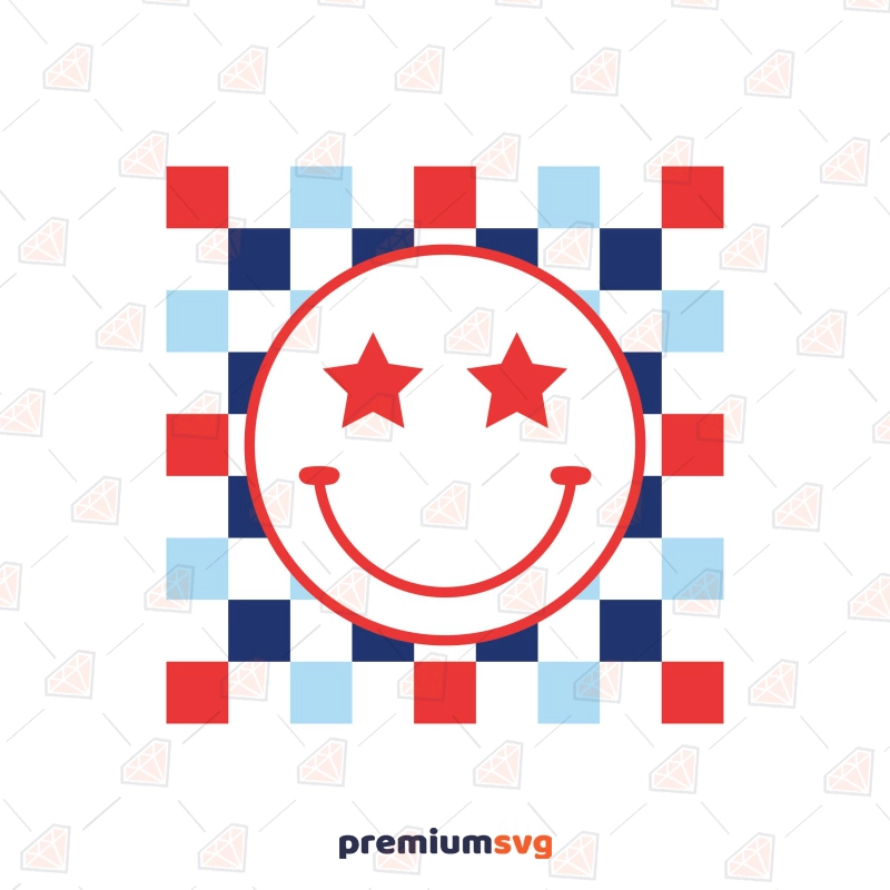 Checkered Smiley Face SVG, 4th of July 4th Of July SVG Svg