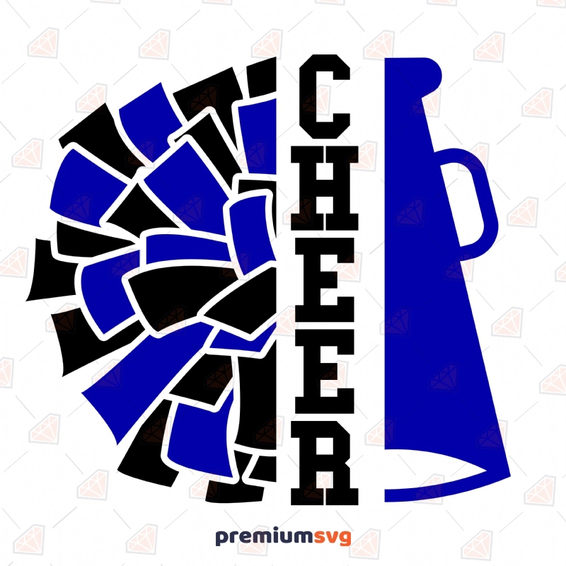 Cheer Megaphone and Pom Pom SVG, Instant Download Basketball SVG Svg