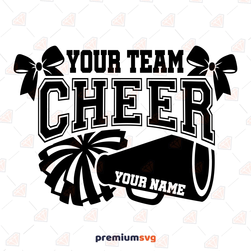 Cheer SVG with Megaphone and Pom Pom, Mascot SVG Cheerleading SVG Svg