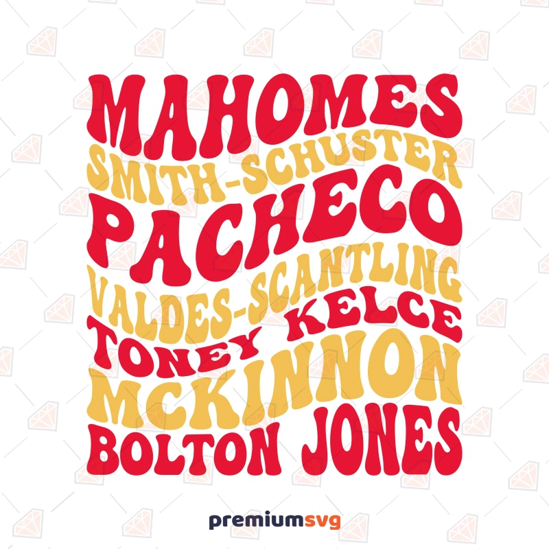 Chiefs Team Wavy SVG, Mahomes SVG Retro Design Football SVG Svg