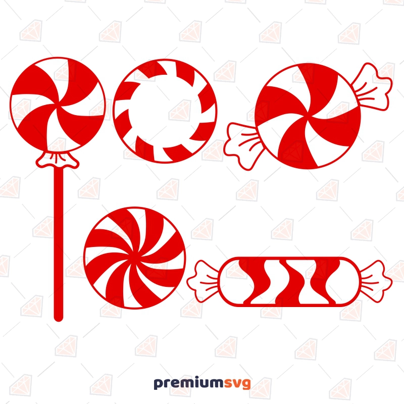 Christmas Candy SVG Bundle, Peppermint Candy Christmas Ornament