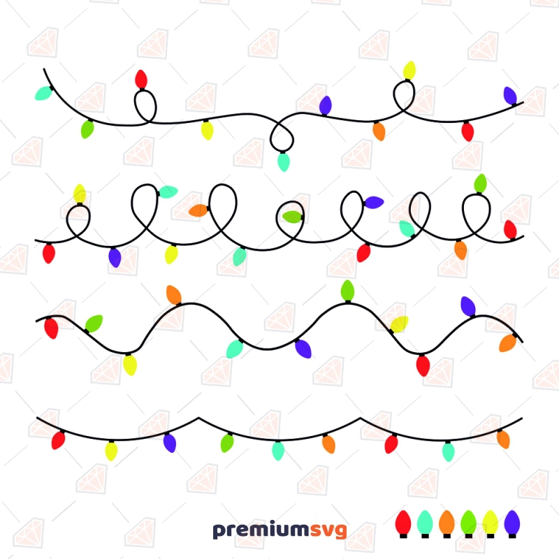 Christmas Lights SVG Bundle, Lights String SVG Instant Download Christmas SVG Svg