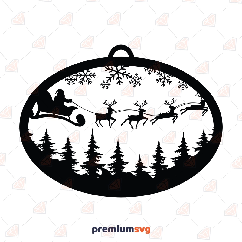 Christmas Ornament with Santa Scene SVG, Santa Town Cut File Christmas SVG Svg