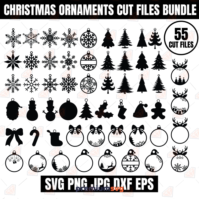 Christmas Ornaments Laser Cut Files – 55 Design Bundle Christmas Ornament SVG