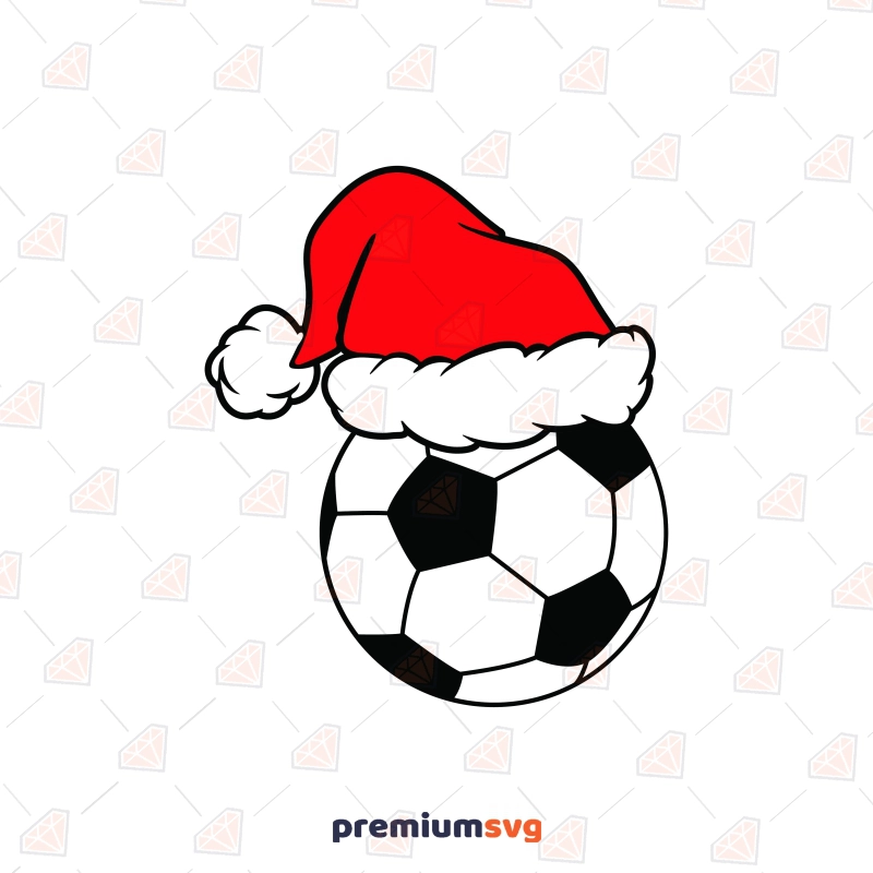 Christmas Soccer SVG Cut File, Christmas Soccer Ball SVG with Santa Hat Christmas SVG Svg