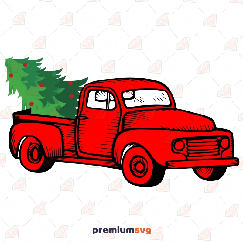 Hand Drawing Christmas Truck SVG Cut File Christmas SVG Svg