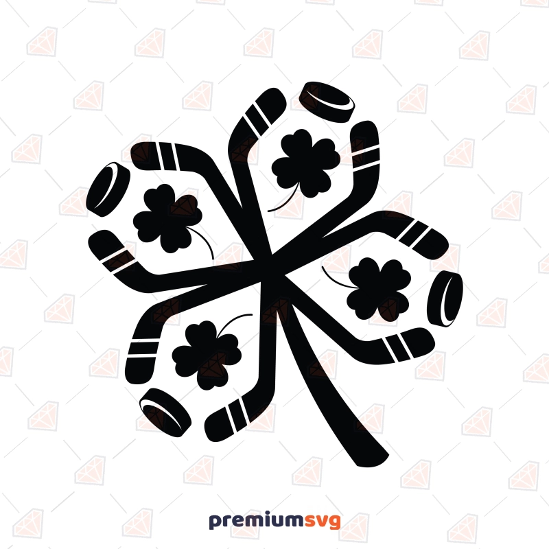 Clover Shape Hockey Sticks SVG, 4 Leaf Shamrock Hockey SVG St Patrick's Day SVG Svg