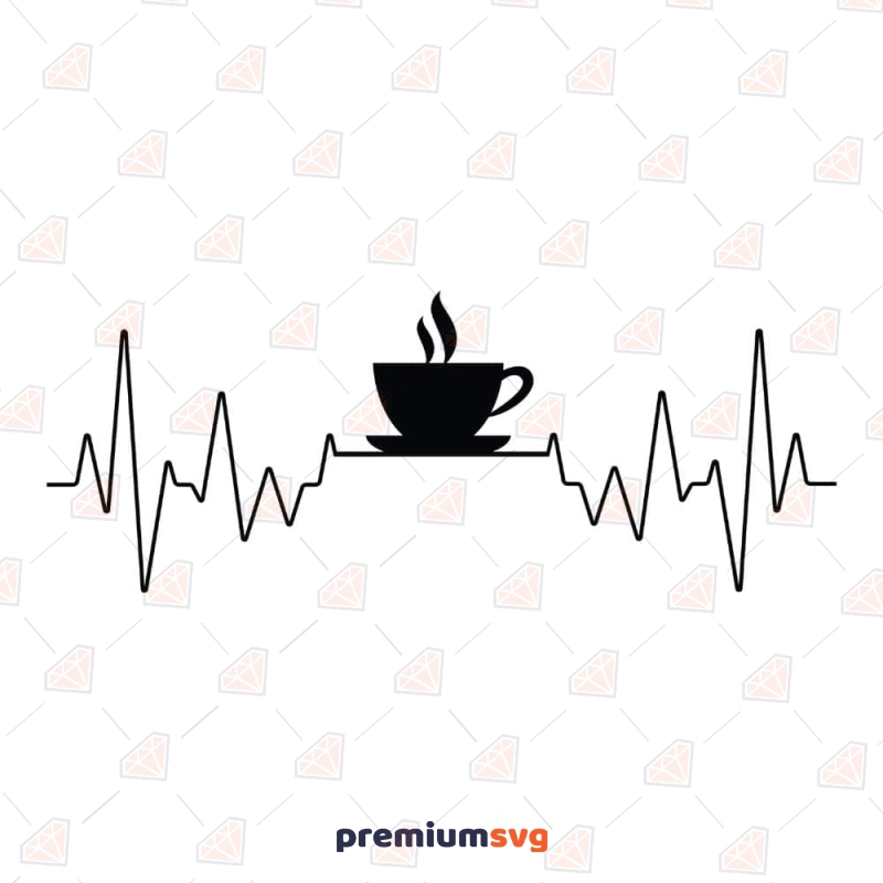 Coffee Cup Heartbeat SVG Cut File, Coffee Heartbeat Vector Files Coffee and Tea SVG Svg