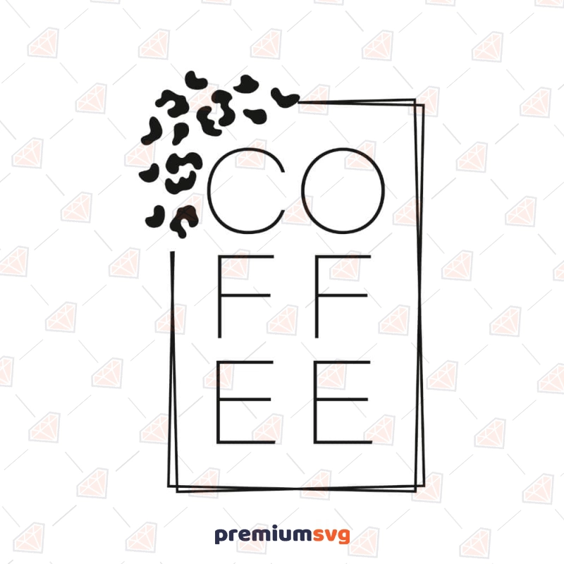 Coffee Square Leopard SVG, Coffee Clipart SVG Instant Download Coffee and Tea SVG Svg