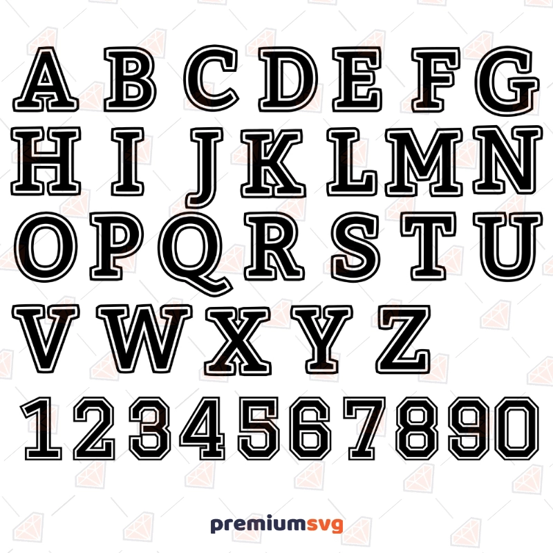 College Numbers and Font SVG Cut Files, College Font Instant Download ...