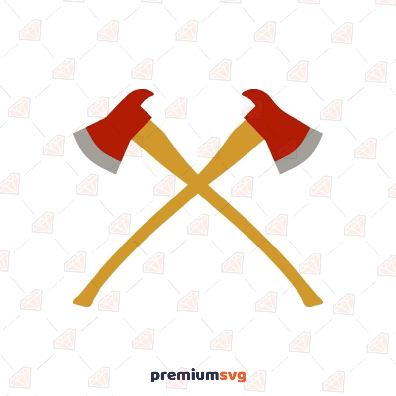 Color Firefighter Cross Axe SVG, Crossed Axes SVG Vector Files Firefighter SVG Svg