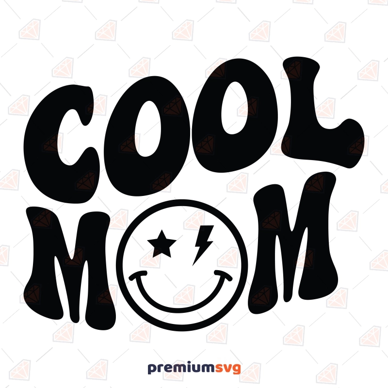 Cool Mom SVG, Retro Wavy Letter SVG Digital Design Mother's Day SVG Svg