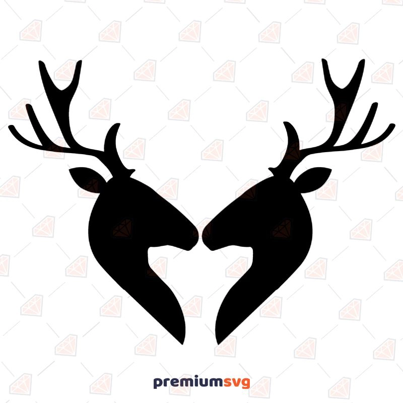 Couple Deer Heart SVG Cut File Christmas SVG Svg