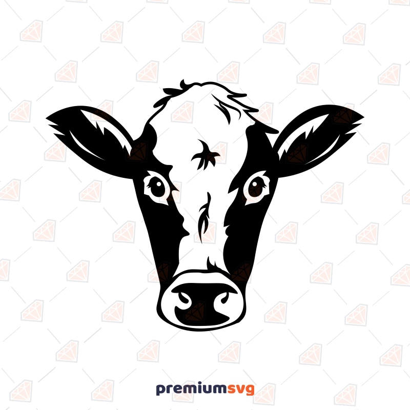 Cow Face SVG Cut File, Cow Face Silhouette Cow SVG Svg