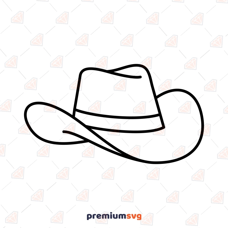 Cowboy Hat Outline SVG Cut File, Instant Download Vector Objects Svg