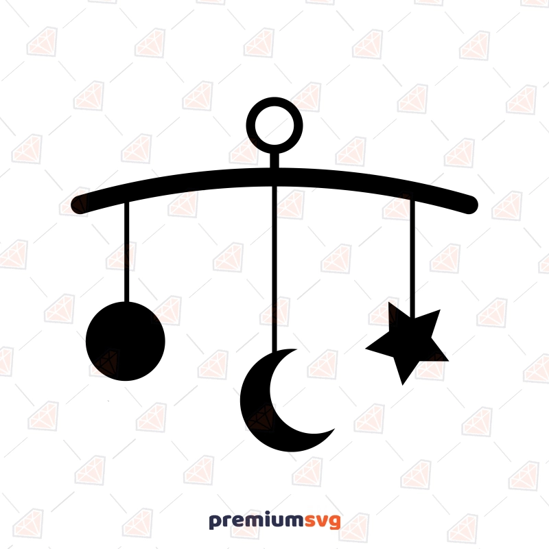 Crib Mobile SVG, Baby Crib Toy Clipart Instant Download Baby SVG Svg