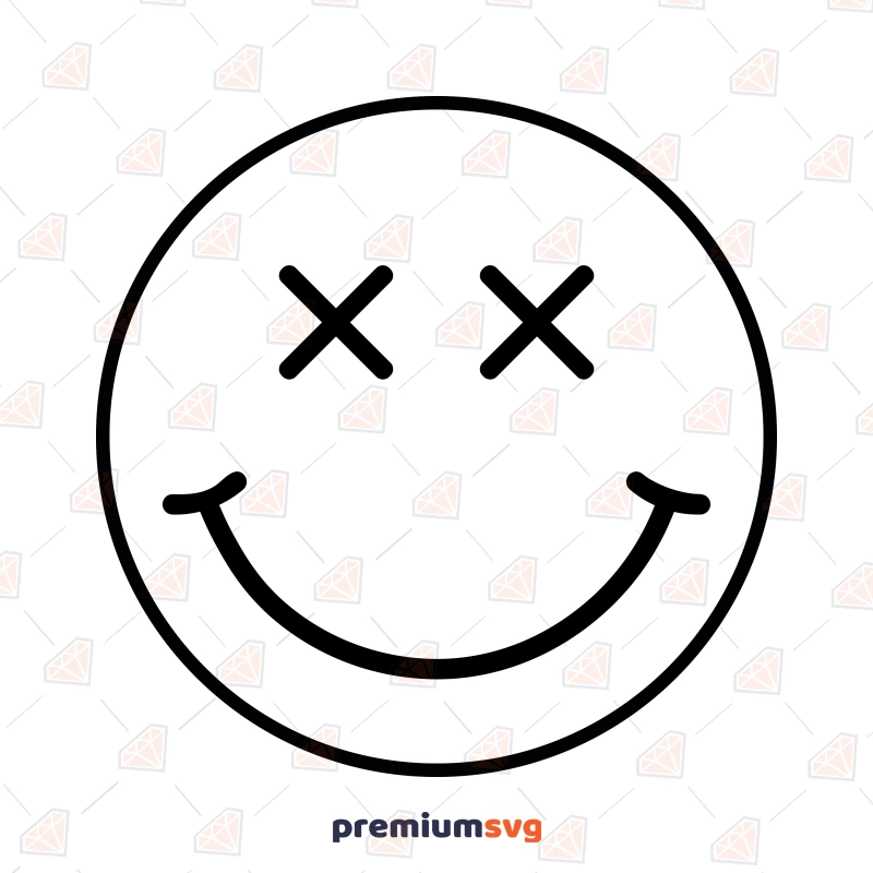 Cross Smiley Face Emoji SVG, Crossed Eyes SVG Clipart Vector Illustration Svg