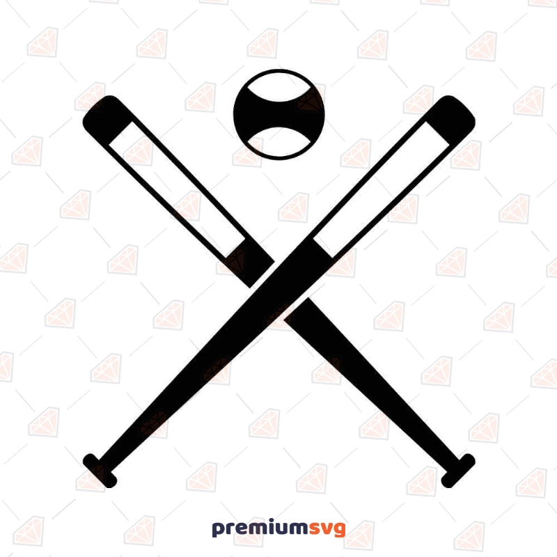 Crossed Baseball Bat and Ball SVG Cut File, Bat and Ball Clipart Baseball SVG Svg