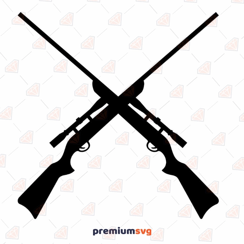Crossed Hunting Rifles SVG Cut File, Crossed Weapons SVG Instant Download Vector Illustration Svg