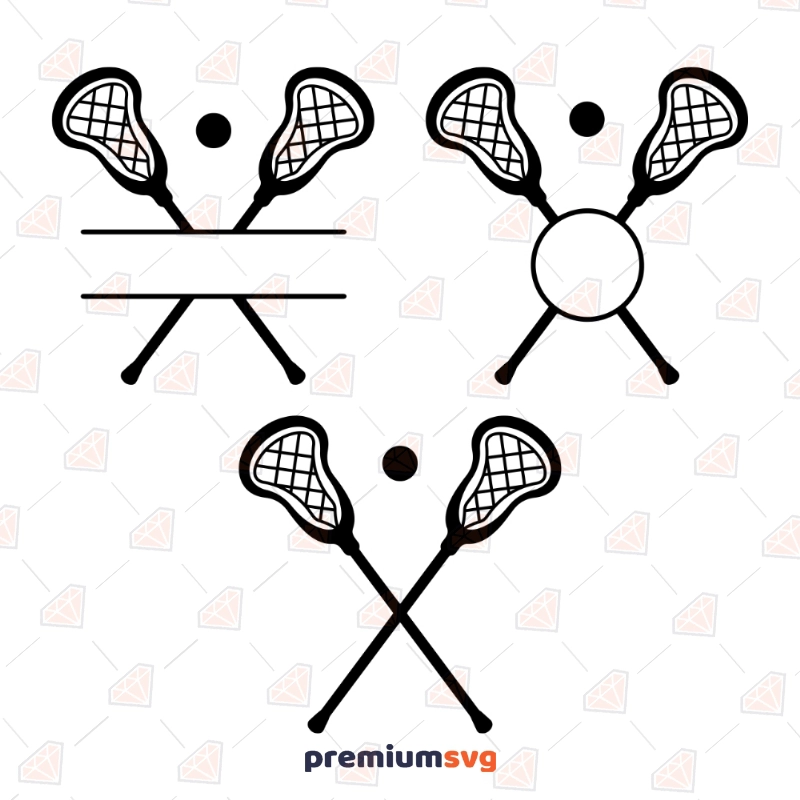 Crossed Lacrosse Sticks Monogram Bundle SVG Cut Files