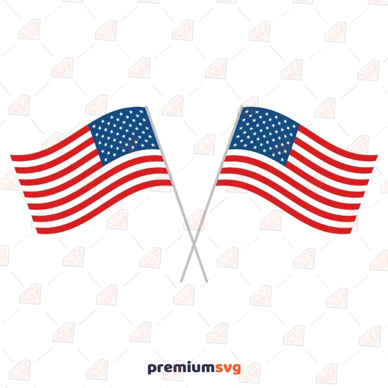 Crossed USA Flags SVG, Vector and Clipart Files Flag SVG Svg