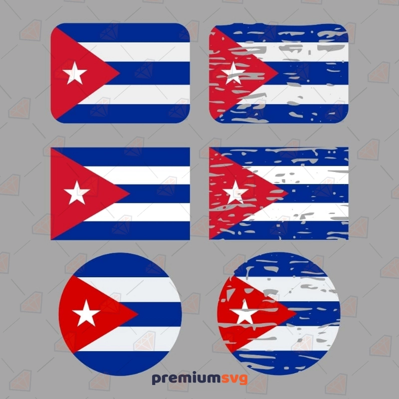 Cuba Flag with Texture SVG and PNG Vector File Flag SVG Svg