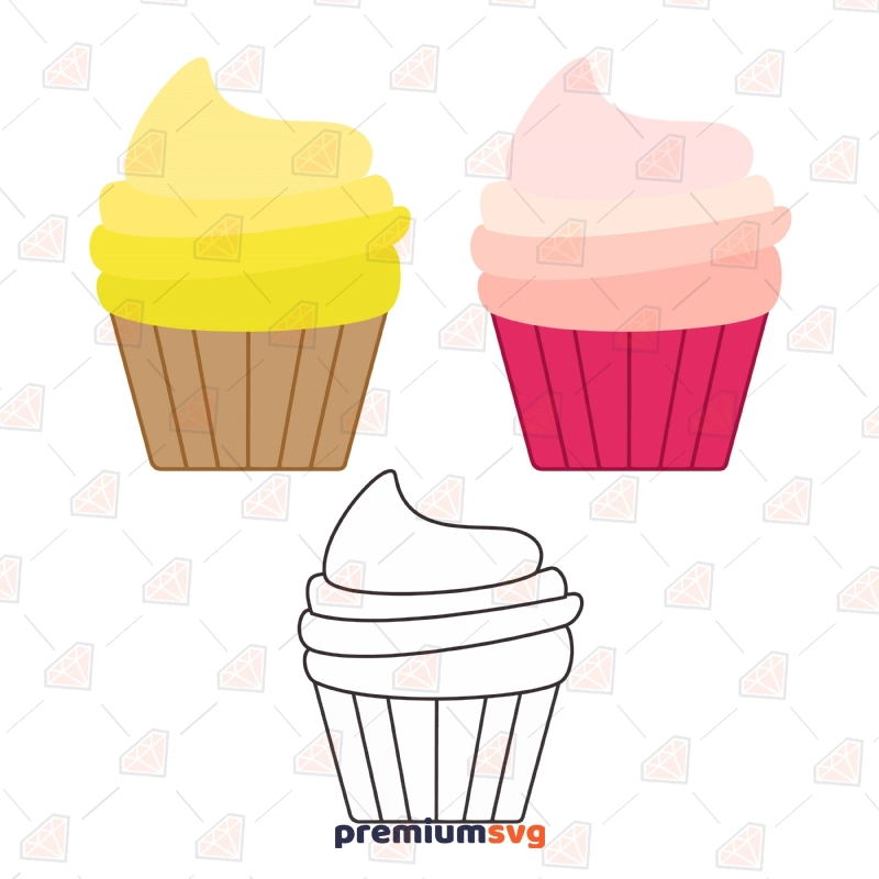 Cupcake SVG Bundle, Cupcake Bundle Clipart Instant Download Snack Svg