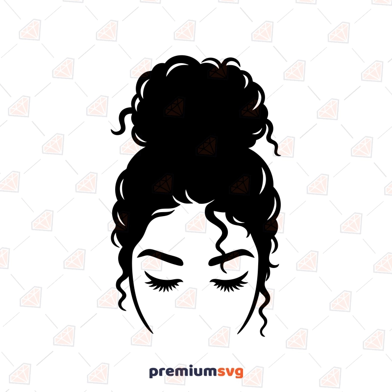 Curly Hair Messy Bun SVG Messy Bun SVG