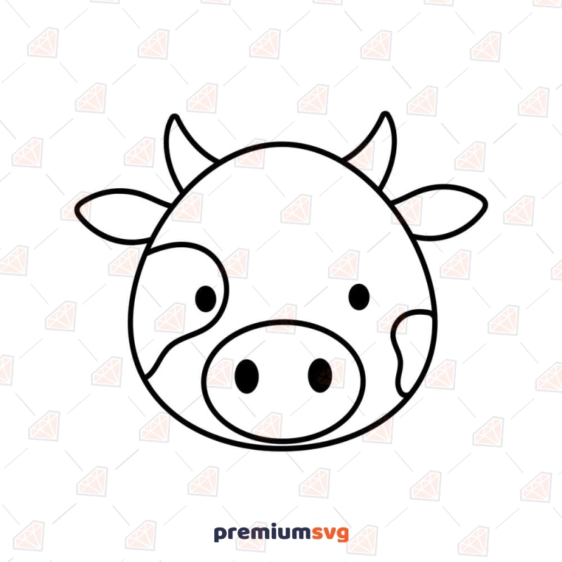 Cute Cow Face Outline SVG Cut File Cow SVG Svg