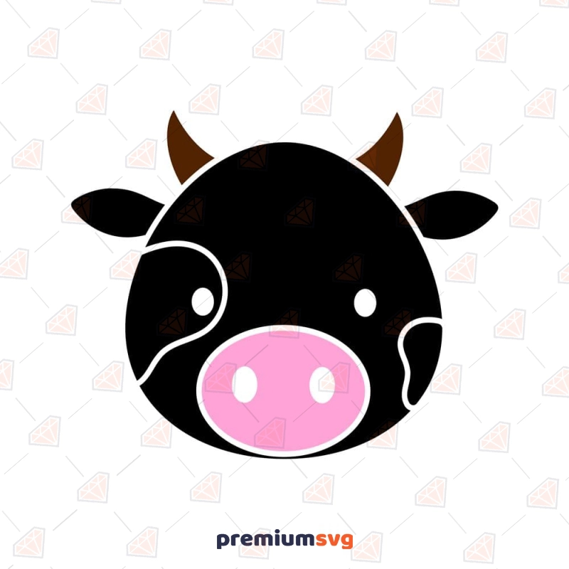 Cute Cow Face SVG Cut & Clipart Files Cow SVG Svg