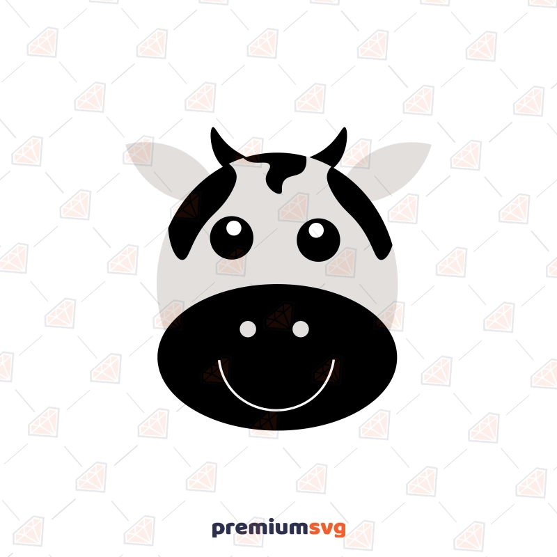 Cute Cow Head SVG Cut File, Instant Download Cow SVG Svg