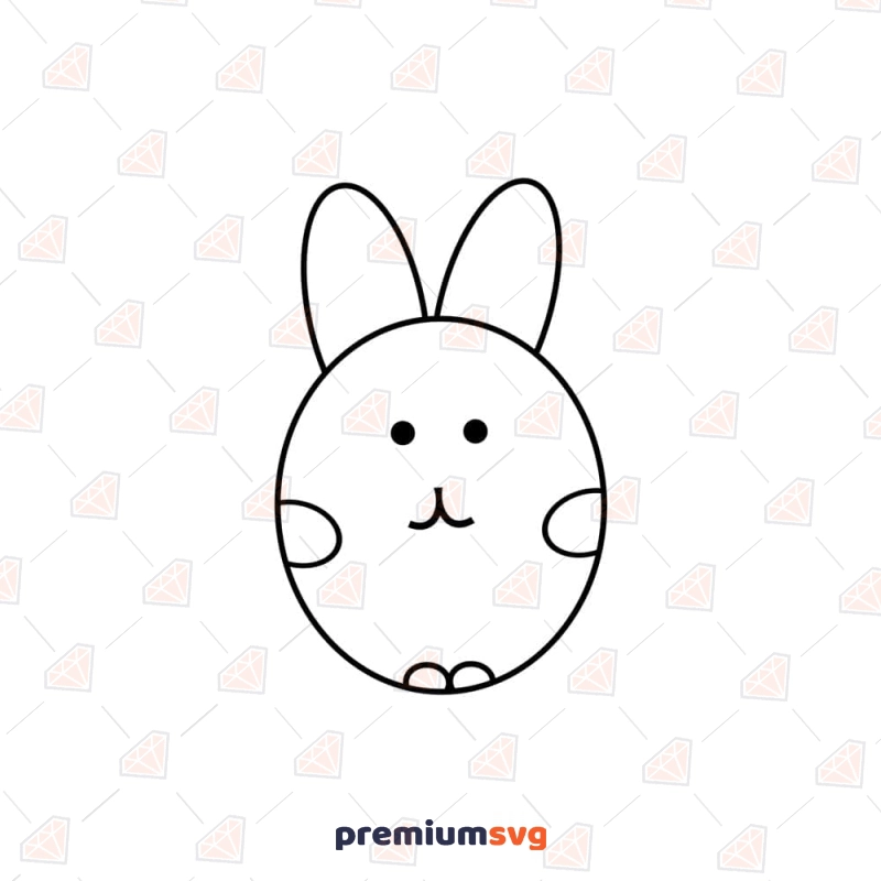 Cute Easter Bunny Outline SVG Cut File Easter Day SVG Svg